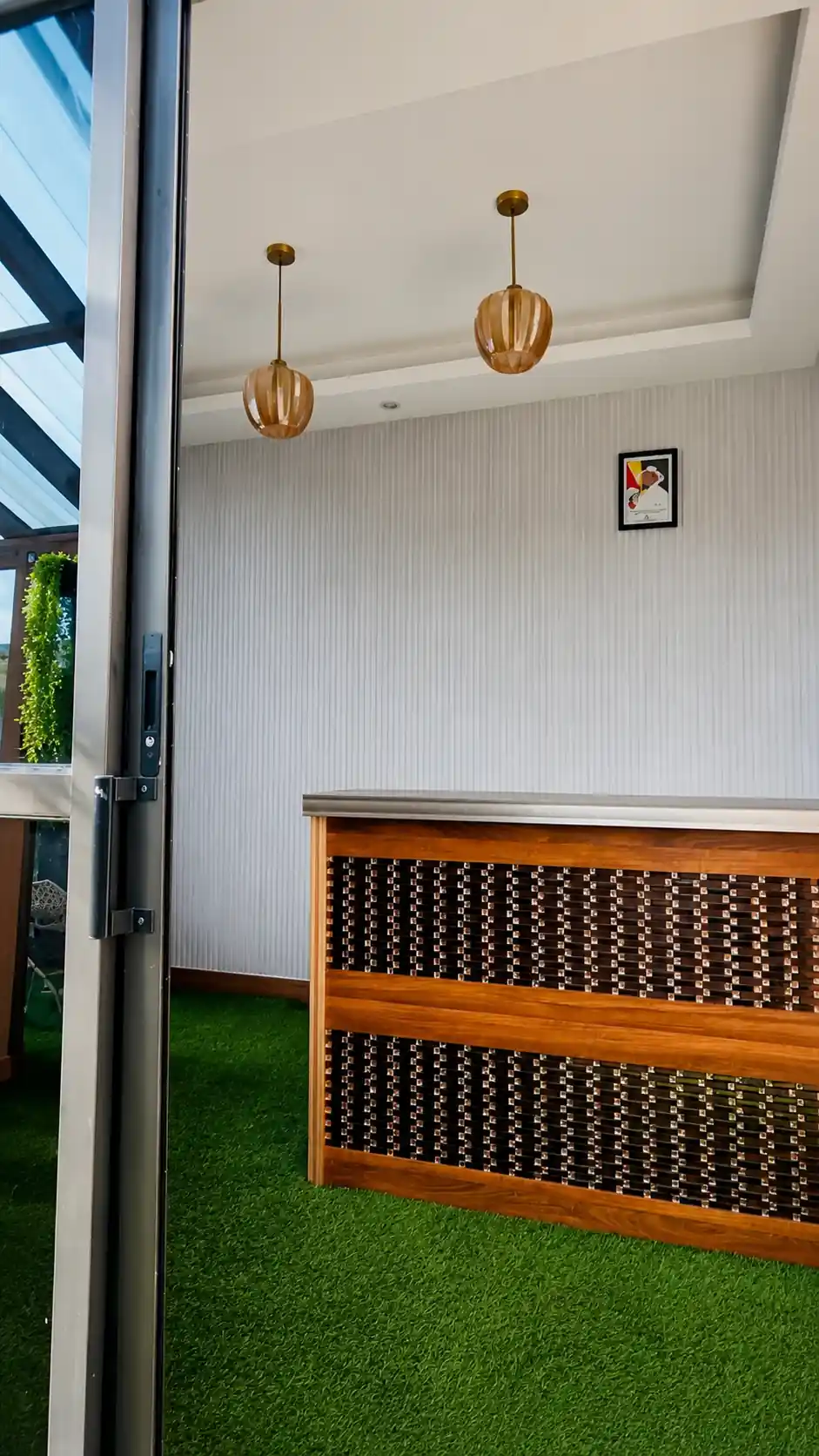 Hotel reception desk and decorative lighting in Kiboga