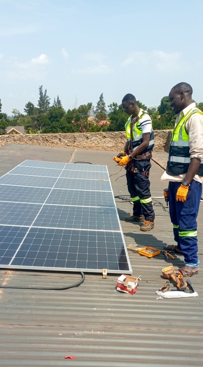 Solar panels installation on roof in Nakweero