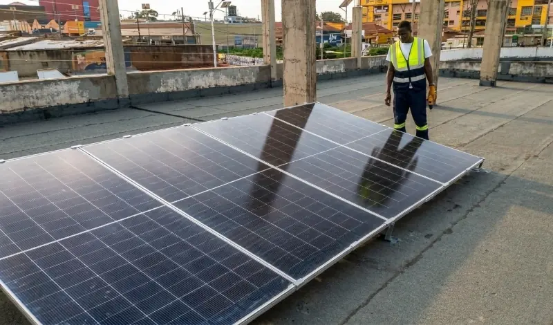 Hybrid solar installation with battery backup by Dynawatt Engineering Services in Kira, Wakiso, Uganda