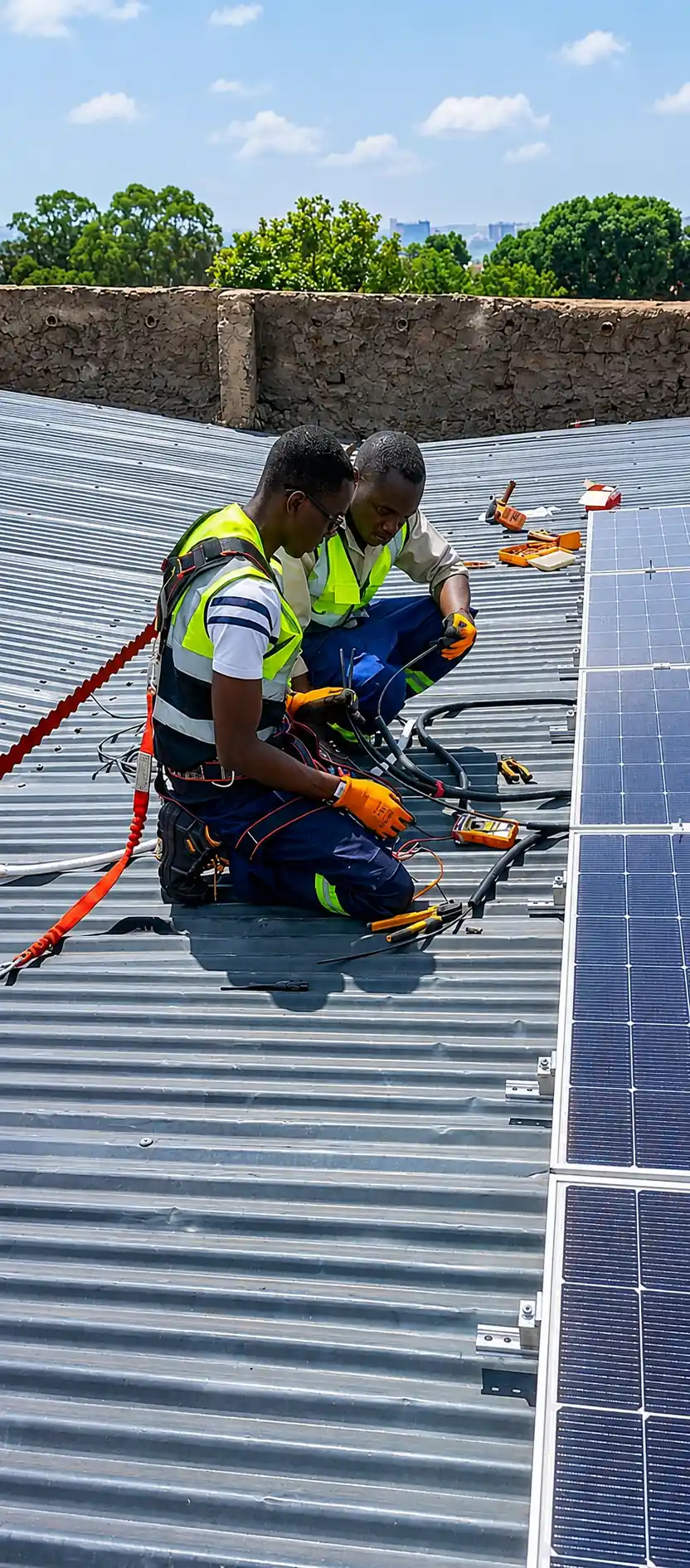 High-efficiency solar panel installation on roof in Wakiso